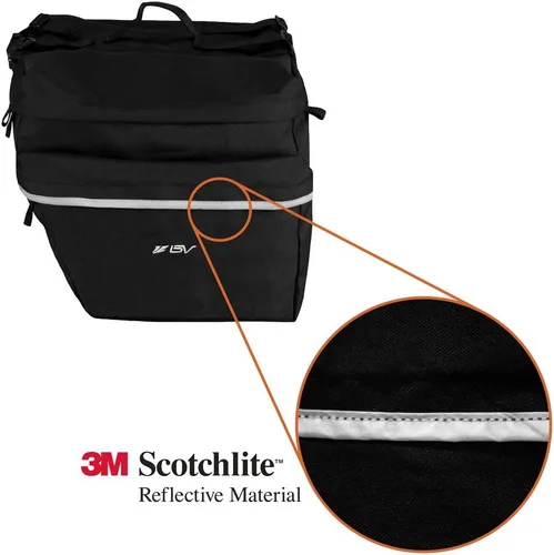Miniatura 4 de BV, Alforjas para bicicleta con ganchos ajustables, manija para transporte, borde reflector 3M y bolsillos grandes
