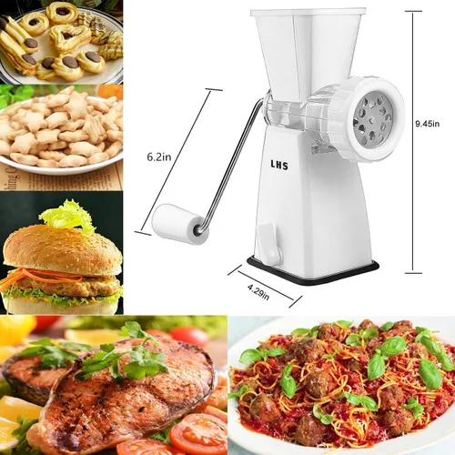 Miniatura 4 de LHS Picadora de carne manual con cuchillas de acero inoxidable, base de succión potente de alta resistencia para uso doméstico, rápida y sin Blanco