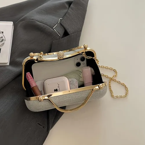 Miniatura 6 de Bolso de mano con diamantes de imitación para mujer Bolso cruzado convertible de noche y fiesta Citas de graduación de boda