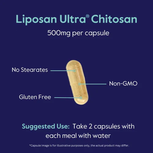 Miniatura 5 de BESTVITE Liposan Ultra Chitosan 500mg (240 cápsulas) - Acción más rápida patentada que el quitosano normal, sin estearatos, sin rellenos