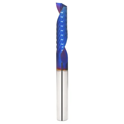 Miniatura 12 de Fresa de extremo CNC de carburo sólido de corte de 1/4 pulgadas de diámetro de corte simple 0 flauta espiral Router Bit para acrílico PVC Ruhi UO131