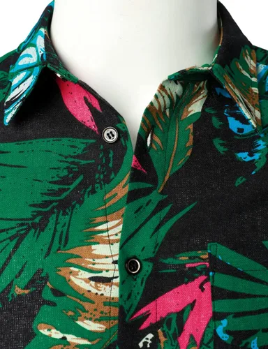 Miniatura 4 de LucMatton Conjunto de 2 piezas de verano para hombre, casual, algodón, lino, estampado, trajes de vacaciones con bolsillos