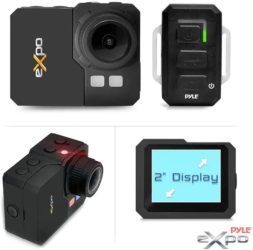 Miniatura 2 de Pyle Expo Sports Cámara de acción - Mini videocámara HD 1080P de alta resolución con Wifi, cámara de 20 MP, pantalla de 2 pulgadas, tarjeta USB SD