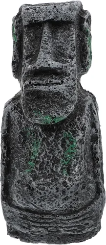 balacoo Estatua de Moai de Pascua para decoración de acuario, estatua de cabeza de isla de Pascua de resina, decoración de paisaje de peces Betta