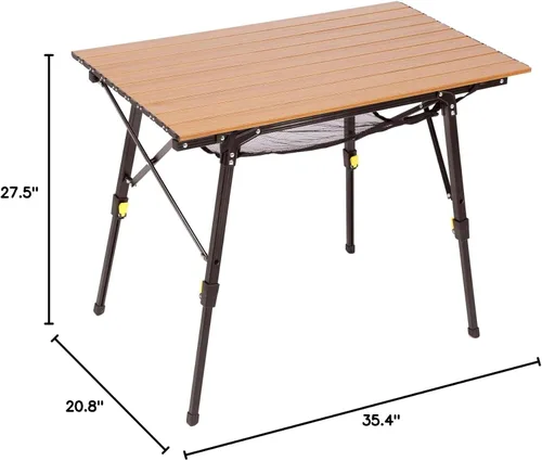 Miniatura 3 de Mesa de camping plegable portátil de Portal Mesa de campamento ultra ligera mesa plegable de campamento 4 patas ajustables mesa de aluminio Marrón