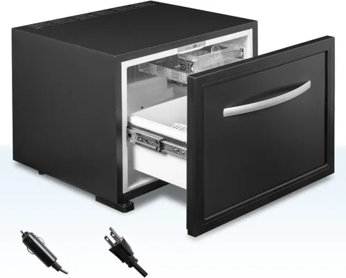 Miniatura 12 de Smad Mini refrigerador con cerradura y llave de 1.0 pies cúbicos, refrigerador compacto de 12 V/110 V, con bloqueo de refrigerador pequeño