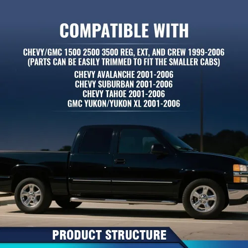 Miniatura 2 de PIT66 Cubiertas de óxido para balancines laterales compatibles con Chevy&GMC 1500 2500 3500 Reg, Ext y Crew 1999-2006/Compatible con Chevy