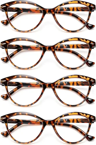 Miniatura 12 de HEEYYOK 1.75 lentes de lectura para mujer con cara pequeña, diseño de ojo de gato, paquete de 4 lentes de lectura con bisagra de resorte Paquete