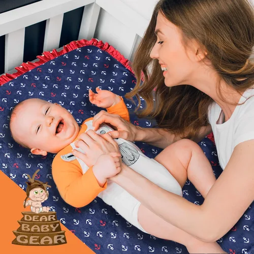 Miniatura 6 de Dear Baby Gear Ocean Deluxe - Manta para bebé, doble capa Minky, regalos de hitos y recién nacidos, manta de bebé para niñas/niños, ancla rojo