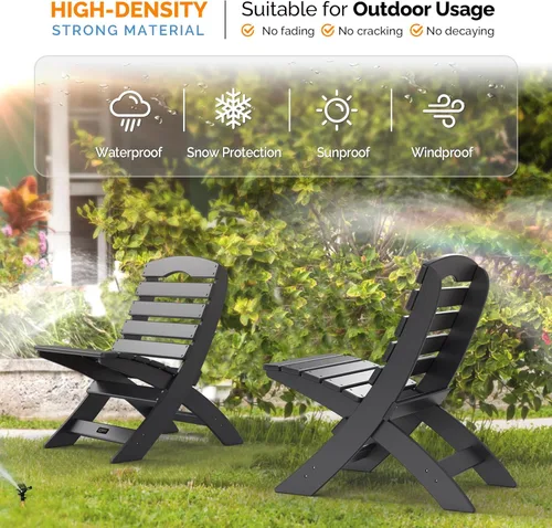 Miniatura 5 de VINGLI Sillas Adirondack portátiles, silla Adirondack plegable de plástico para todos los climas, sillas para fogatas al aire libre para patio