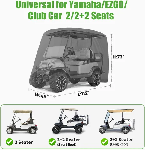 Miniatura 7 de 10L0L Fundas universales para carrito de golf Yamaha, Club Car, EZGO, impermeables, para 2/4 pasajeros, resistentes al agua, para carrito de golf