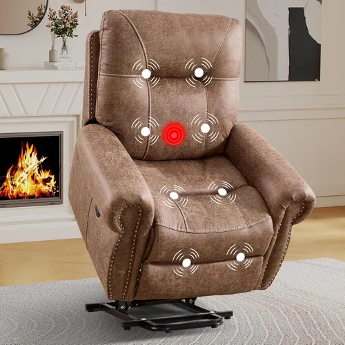 Miniatura 30 de EBELLO - Silla reclinable eléctrica con masaje y calor, sillón reclinable de tela suave para adultos, sofá reclinable individual acolchado, diseño