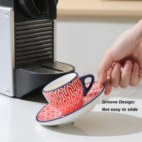 Miniatura 4 de Selamica Tazas de café expreso de cerámica de 2 onzas, juego de tazas de café expresso pequeñas con platillos, mini tazas demitasse de porcelana