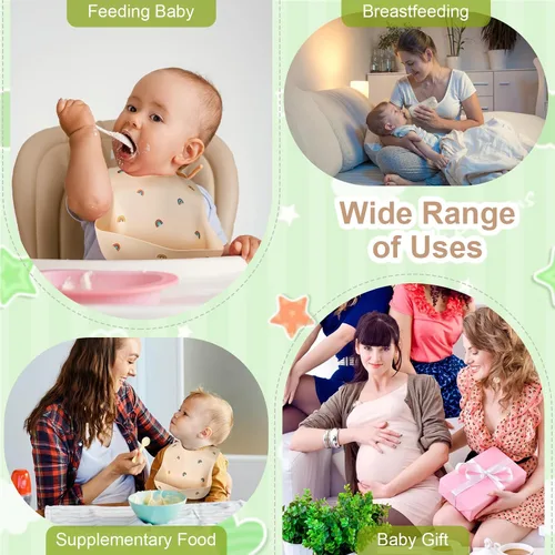 Miniatura 7 de Accmor Silicone Baby Bibs, Waterproof Soft Bibs for Baby Girls Boys Feeding Eating, Silicone Baby Bibs with Large Pocket