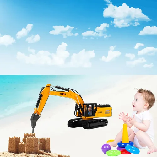 Miniatura 6 de Gemini&Genius Juguete de excavadora de taladro, auto de máquina de demolición, juguete de vehículo de construcción a escala 1/35 de martillo de 1:35