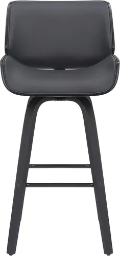 Miniatura 4 de Armen Living Tyler - Taburete giratorio de piel sintética gris y madera negra de 26 pulgadas de altura de mostrador Gris / Negro