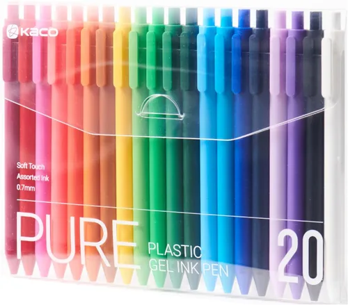 Miniatura 11 de Kaco PURE - Bolígrafos de gel de colores surtidos, 20 piezas, 0.7 mm, punta media, bonitos artículos de papelería estéticos para tomar notas y hacer