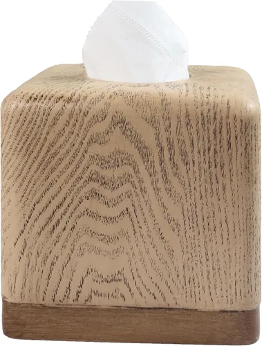 Miniatura 15 de Hymmah Soporte cuadrado para caja de pañuelos con bandeja, diseño único de cubo, dispensador de pañuelos para decoración para encimeras de tocador