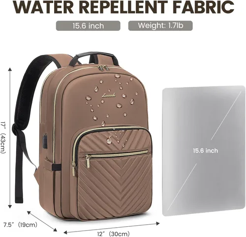 Miniatura 5 de LOVEVOOK Mochila para laptop de 15.6 pulgadas para mujer, bonita mochila de viaje bolso para mujer, bolsa profesional para computadora portátil