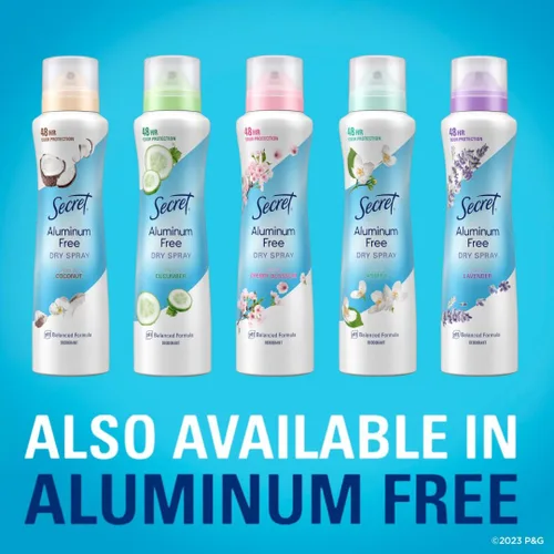 Miniatura 9 de Secret Dry Spray Desodorante Antitranspirante para Mujeres, Protección sin Peso por 48 Horas contra el Sudor y el Olor, Suave para la Piel, Aroma