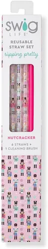 Miniatura 3 de Swig Life Paquete de 6 pajitas de plástico reutilizables con cepillo de limpieza, popotes reutilizables de plástico sin BPA, pajitas coloridas