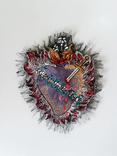 Miniatura 5 de moks179(p) Flower patches Sacred Heart milagro Embroidered patches Sew on