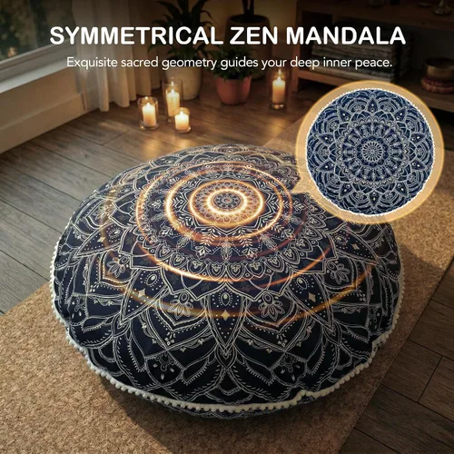 Miniatura 3 de Codi Cojín de meditación para adultos, almohada de suelo grande de 32 pulgadas con espuma viscoelástica triturada de apoyo, zabutón redondo