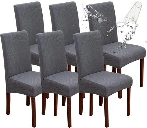 Miniatura 26 de Genina Fundas impermeables para sillas de comedor, fundas elásticas de jacquard para sillas de comedor, extraíbles y lavables, protector de silla