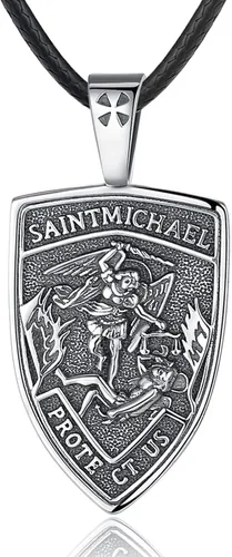 Eusense Collar con colgante de San MiguelSan CristóbalSan BenitoSan JudaVirgen María MilagrosaCrucifijo de JesúsSan JoséSan Antonio para hombres y