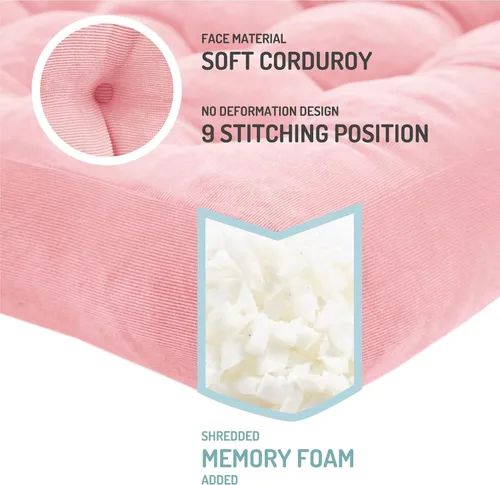 Miniatura 56 de Juego de 2 almohadas de suelo de meditación, almohadas cuadradas grandes para adultos, cojín de pana copetuda para sala de estar de tatami, gris, 22