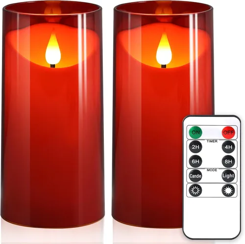 Miniatura 24 de NURADA Velas sin llama con temporizador remoto: vela de pilar LED de mecha 3D que funciona con pilas, juego de velas falsas de acrílico irrompible