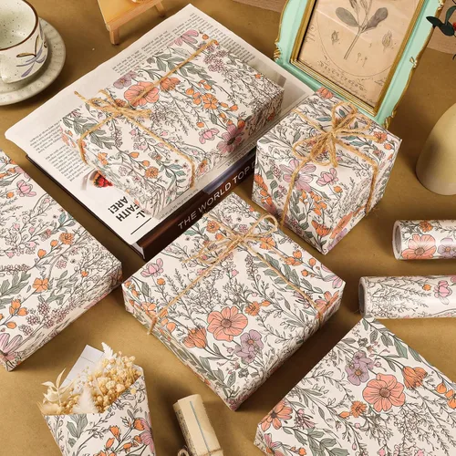 Miniatura 4 de Ywdbzjhs 1 rollo de papel de regalo de flores silvestres, 17 pulgadas x 33 pies, papel de regalo floral de jardín de flores silvestres