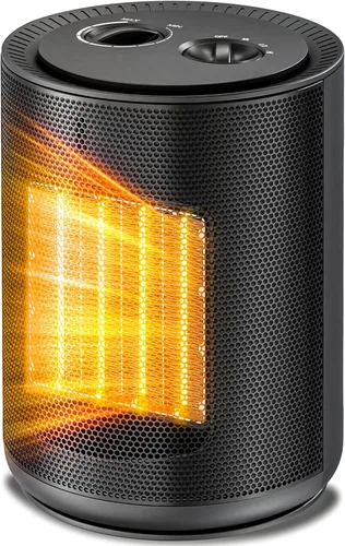 Electactic Calentador eléctrico portátil de cerámica PTC de 1500 W con 3 modos de calor, protección contra sobrecalentamiento y vuelco, certificado