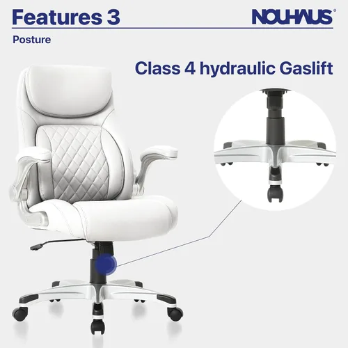 Miniatura 9 de Nouhaus +Posture Silla de oficina ergonómica de piel sintética. Soporte lumbar Click5 con reposabrazos FlipAdjust. Silla ejecutiva moderna y silla