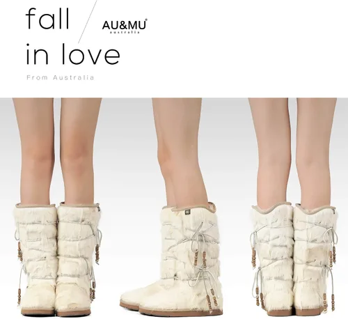 Miniatura 4 de AU&MU Aumu - Botas de piel de oveja para mujer, cómodas, de piel de oveja