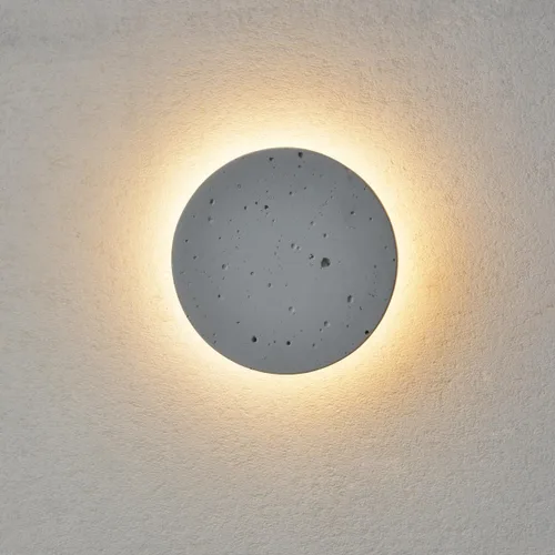 DUHU Aplique de pared LED redondo, lámpara de pared de cemento gris cableada, lámpara de pared minimalista con diseño de acabado elegante,