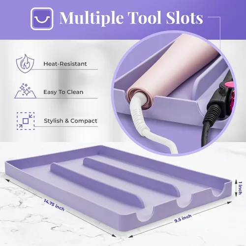 Miniatura 6 de Organizador de herramientas de silicona para el cabello – Alfombrilla resistente al calor y soporte para secadores de pelo, secadores de pelo