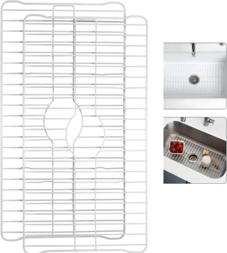 Miniatura 23 de Better Houseware Protectores de fregadero para fregadero de cocina, rejilla protectora de metal, 12 x 10.25 x 1 pulgadas, tapete negro