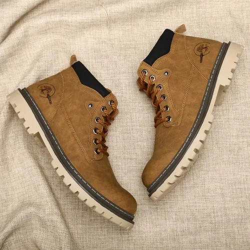 Miniatura 8 de Shaire Botas Chukka de cuero para hombre Botines con cordones para hombre Botas cómodas casuales