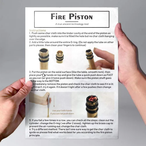 Miniatura 6 de PSKOOK Metal Fire Piston Educativo Campers/Supervivencia/Preppers Lección Científica