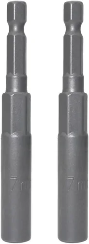 Llave de vaso de 1/4 de pulgada con vástago hexagonal profunda, adaptador de llave eléctrica, herramienta de taladro de tuerca, 2 piezas (0.276 in)