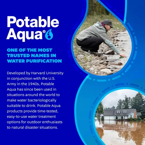 Miniatura 6 de Tabletas de purificación de agua Potable Aqua, solución portátil y efectiva para la purificación de agua para camping, senderismo, emergencias