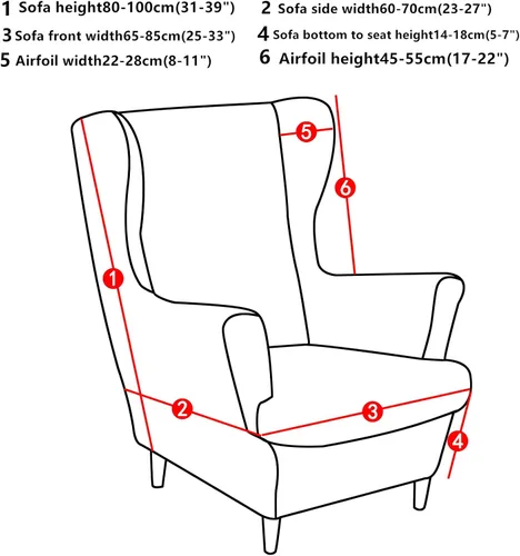 Miniatura 3 de OKYUK Wingback - Funda para silla, 2 piezas, tela jacquard de elastano, elástica, con respaldo de ala, funda para silla, muebles, sofá con parte
