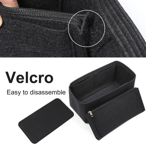 Miniatura 3 de Doxo Organizador de bolso con combinación de inserto y modelador de base, organizador de bolsa de fieltro con cremallera, para bolso de mano LV