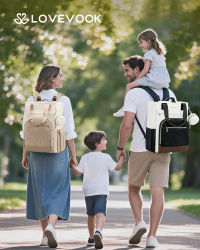 Miniatura 9 de LOVEVOOK Mochila para pañales, bolsa de bebé portátil de gran capacidad con cambiador de pañales plegable, bolsas de pañales impermeables para bebé