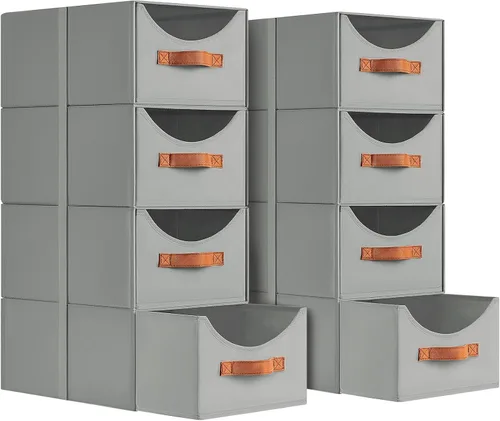 Miniatura 24 de Homsorout Cajones de almacenamiento apilables, contenedores de almacenamiento plegables con cajones, paquete de 8 cestas organizadoras de estantes