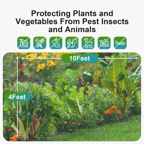 Miniatura 2 de Barrera de Malla de Jardín contra Plagas: 4 x 10 pies de Malla Fina contra Insectos para Protección de Jardín, Cubierta de Hileras, Malla para Camas