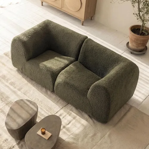 Miniatura 22 de Sofá individual modular curvado, sofá sherpa de espuma de 33 pulgadas, cómodos sofás de peluche para espacios pequeños, sofás modulares modernos