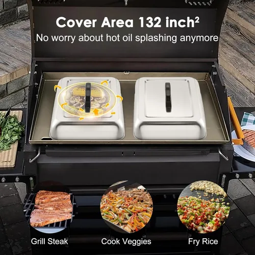 Miniatura 5 de 1 pieza de tapa para untar cúpula de fusión para parrilla (13 x 9.8 pulgadas), Joyfair tapa rectangular de acero inoxidable para fundir queso