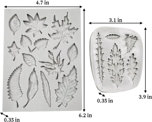 Miniatura 4 de 2 piezas de moldes de silicona en forma de hoja, molde de fondant para pastel con forma de hojas de árbol, molde 3D único para chocolate, caramelo